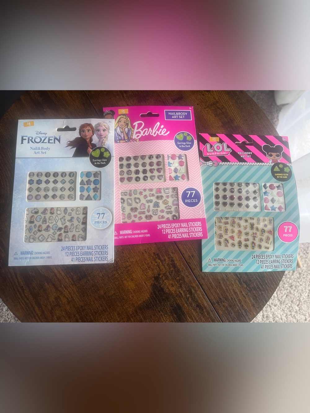 Nail and Body Art Stickers for Children 3 different 6 total Barbie LOL Frozen